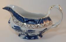 Booths Real Old Willow A8025 Gilded Gravy Jug Sauce Boat 1940s Excellent