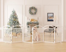 Folding No-Assembly Freestanding Dog Gate with Door 30" Heights Foldable Pet