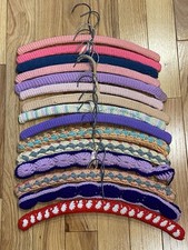Lot of 15 Vtg Handmade Crochet Knitted Clothes Hangers CottageCore Wood