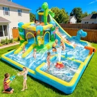13 in 1 Dinosaur Themed Bounce House Water Park for Kids w.Dual Big Splash Pool