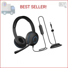 Cyber Acoustics 3.5mm Stereo Headset AC-5002   Durable, Crisp, and Clear Commu