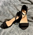 EUC Womens Torrid Black Velvet Block Heel Sandal Shoes 7.5W Ankle Strap Open Toe — photo 1