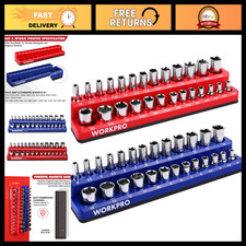 Magnetic Socket Organizer Set - 2-piece Sae Metric Holders For 52 Sockets