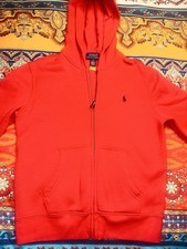 Polo Ralph Lauren Boys Red Full Zip Fleece Hoodie Long Sleeve Size 6
