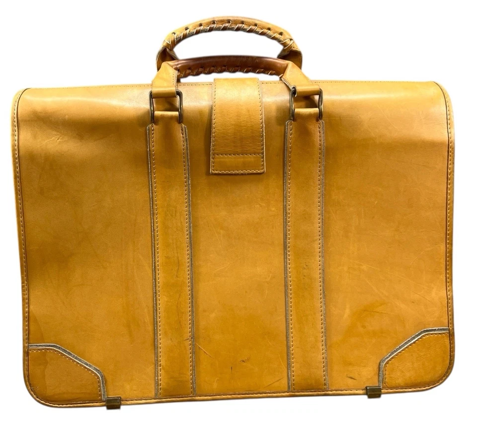 Rawlings Leather Briefcase Designed By Gian Paolo Lombardo 18x13” 2 Keys (Wear) - Image 2 of 4