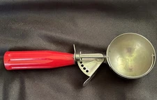 Vtg Maid Of Honor~Stainless Steel W/Red Bakelite Handle ICE CREAM SCOOP~MCM