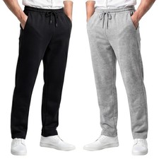 Mens Fleece Open Hem Bottoms Casual Track Pants Joggers Jogging Trousers Gym