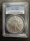 2006 W PCGS MS70 AMERICAN SILVER EAGLE  Old Blue Holder -D26