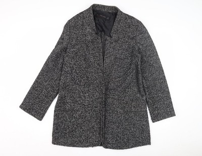 Zara Basic Damen Wollmantel schwarz, Größe L, Kragen