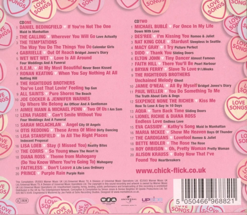 Various Artists Ultimate Chick Flick Love Songs double CD UK Universal Music Tv - Bild 2 von 2