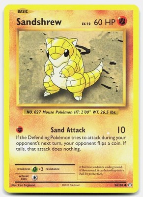 Sandshrew 54/108 Common Evolutions Pokemon Lightly Played Ken Sugimori