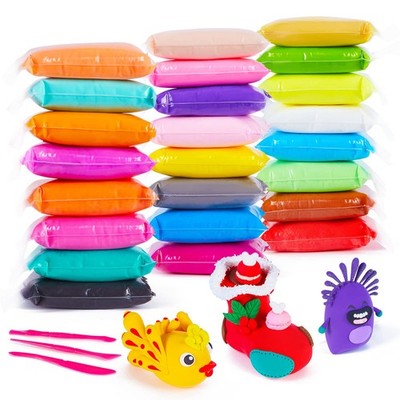 Magic Modeling Clay, 24 Colors with Sculpting Tools, Non-Toxic Self Drying Soft