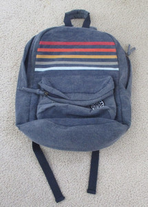 RIP CURL Wet Suits Vintage 16" x 12" Denim Backpack Bag w/Stripes