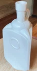 Antique Milk Glass Triangle Shaped Bottle, Handled Decanter  8 1/4” Tall
