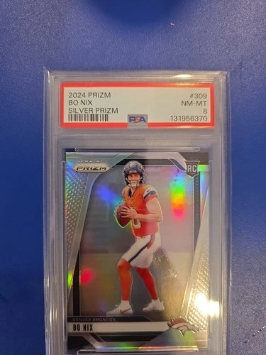 2024 Prizm Silver Bo Nix PSA 8