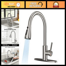High Arc Pull Down Kitchen Faucet, Stainless Steel Single Handle, Brushed Nickel