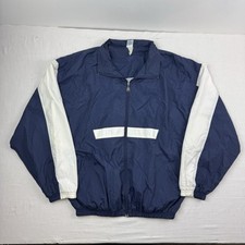 Vintage Russell Athletic Windbreaker Jacket Adult XL Blue Full Zip Collared 90s