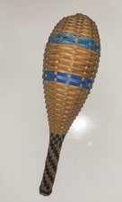 Handmade Wooden Rattle Maraca Woven Instrument Approx 10  