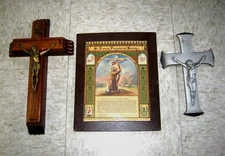 Vintage Catholic Christian  Religious Items Purgatorial Certificate/2 Crucifix