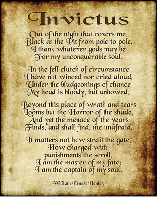 Invictus Poem Wall Art by William Ernest Henley   Inspirational Poster Print on