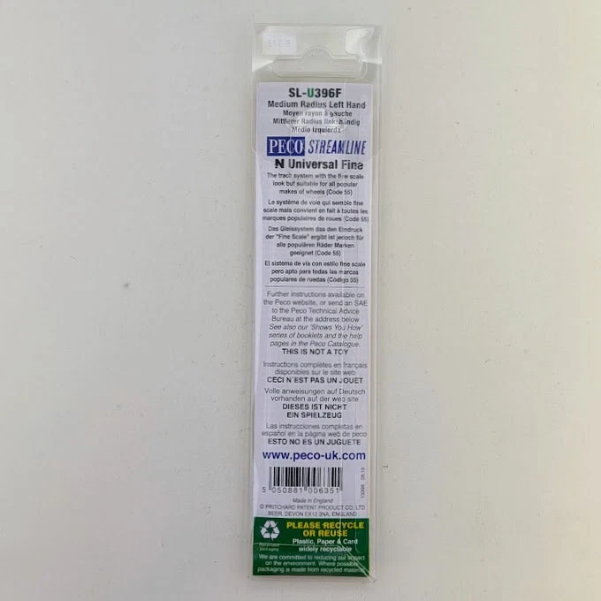 PECO SL-U396F N Scale Unifrog Medium Radius Left Hand Turnout Code 55 - Image 2 of 2