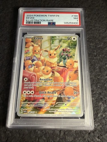 Pokemon Eevee 2024 Illustration Rare Holo Twilight Masquerade 188/167 PSA 7