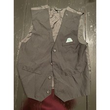 GEORGE Kids Boys Black Pinstripe Formal Vest Size 14 Dapper Dressy
