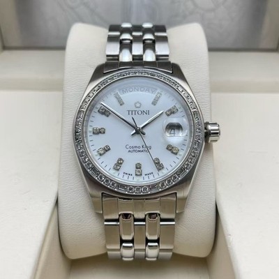 Titoni White 22-Diam Dial Cosmo King 787 Day Men's Watch Automatic 38.5mm Date