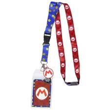 Super Mario Star and Mario Logo Reversible Breakaway Keychain Lanyard ID Holder