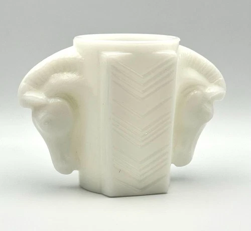 Vintage 1930’s Art Deco MacBeth Evans Monax Milk Glass Double Horse Shaving Cup