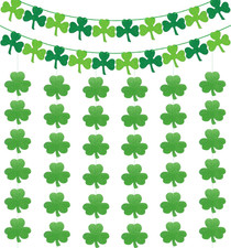 8 pcs St. Patrick  s Day Shamrock Garland Set, Felt  Paper Banners, Preassembled
