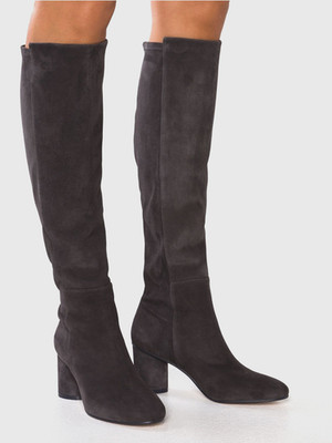 STUART WEITZMAN Eloise 75 Stretch Suede Knee High Boots US 5.5 Asphalt Dark Grey