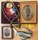 Civil War Veterans Collection! Hat Cord, Pipe, Badge, Pin, Photos & Calipers