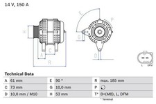 Alternatore con puleggia multipla 0 986 048 921 BOSCH per LAND ROVER BMW