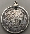 1872 Seated Liberty Dollar Very Fine Details Holder Jewelry Piece