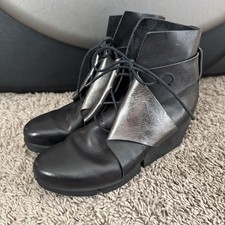 Stivali Trippen stringati in pelle Germania nero argento donna 39, 8,5 designer USA