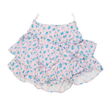 Zara Dress Womens XS Pink Blue Floral Ruffle Layered Mini Smocked Bodice New