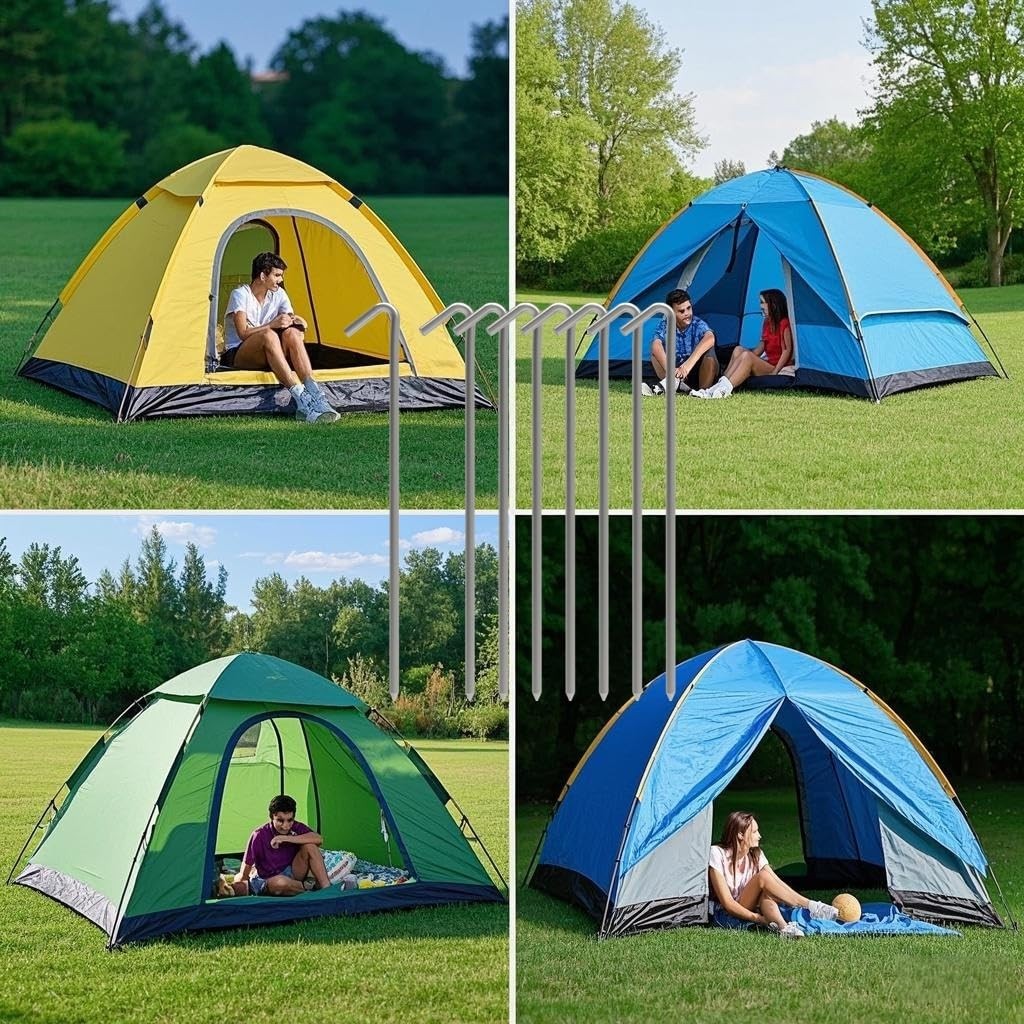 9 Inches 8 Pack Heavy Duty Tent Stakes, Metal Ground Stakes for Camping, Gard...