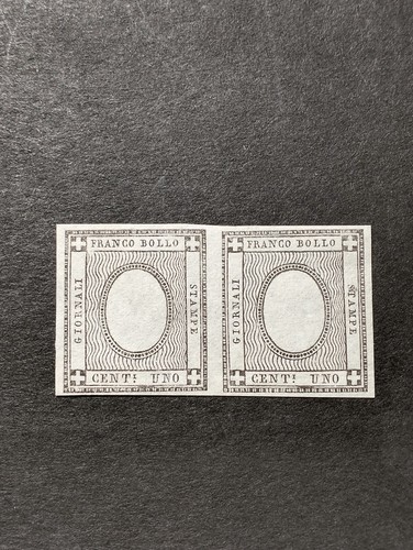 Kingdom of Sardinia. 1861. Printed. Pair 1c New. Without 1. Certified. (19h).
