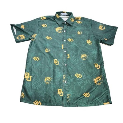 Baylor Bears Shirt Mens Large Green NCAA Football Bwm Global Button Front