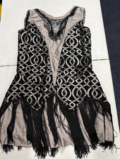 Sequin Fringe Dance Costume Dress Black Silver Jazz Flapper Competition Youth