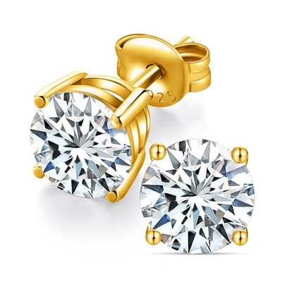 Metal Masters Round Brilliant Lab Grown Diamond Stud Earrings 14K Gold Sterling