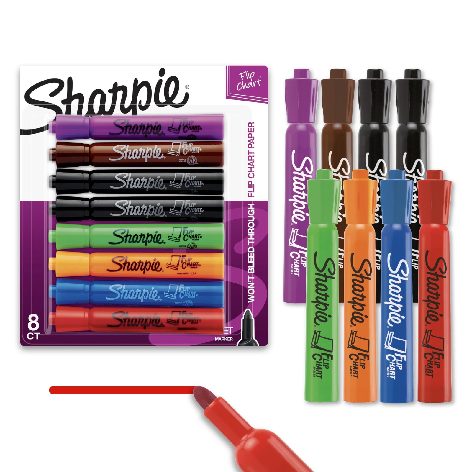 Sharpie Flip Chart Markers, Bullet Tip, 8 Count (Pack of 1), Assorted ...