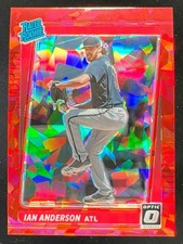 2021 Panini Donruss Optic Cracked Ice Red #47 Ian Anderson RC Rated Rookie /7
