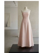 VTG 90s Y2k Taffeta Light Pink Strapless Dress M Princess Coquette Maxi Gown
