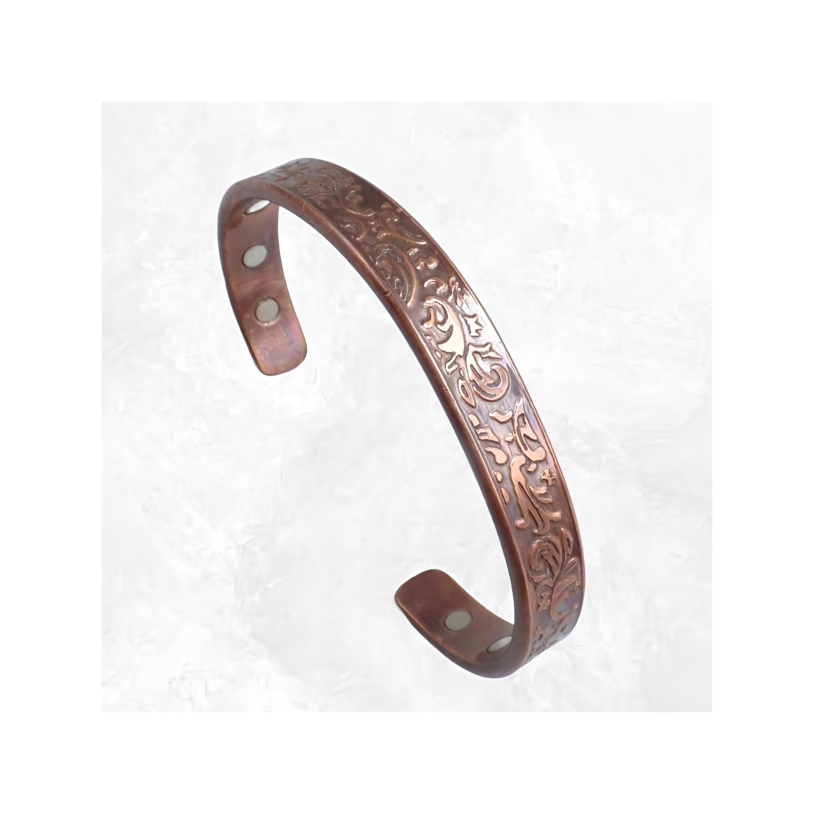 Bracelet magnétique BTA29 en cuivre ciselé main avec 6 aimants néodyme premium