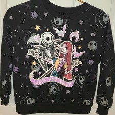 Disney Nightmare Before Christmas Girls Sweatshirt Jack Sally L 10-12 Black
