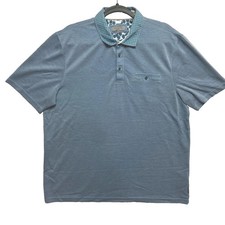 Ted Baker Polo Shirt Mens 6 Blue Short Sleeve Floral London