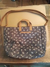 Thirty-One  Blue Floral CanvasTote With Adjustable Strap Or Handle Daisy Pattern