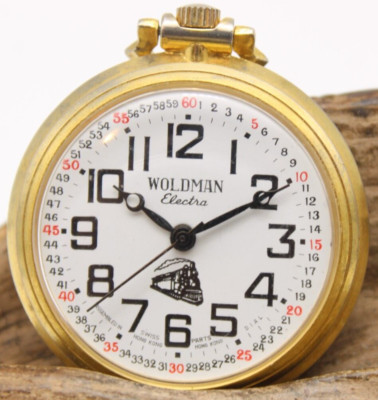 WOLDMAN RAILROAD ELECTRA SWISS POCKET WATCH 1j 40.3mm FOR REPAIR (OT2)